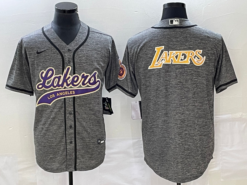 Nike 2023 Men Los Angeles Lakers Blank Grey NBA Jersey style 3